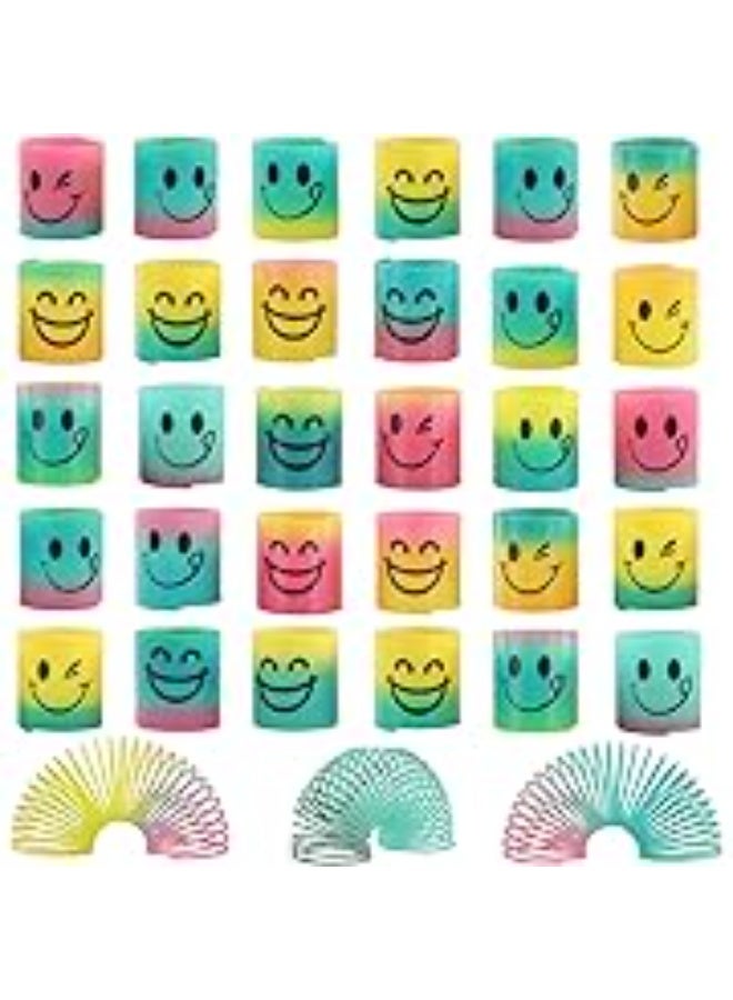 NYVIO 30 Pack Smiley Face Spring Toys for Kids – Colorful Slinky Coil Toys | Party Favors, Return Gifts, Stress Relief Toy for Kids & Adults - Image 1